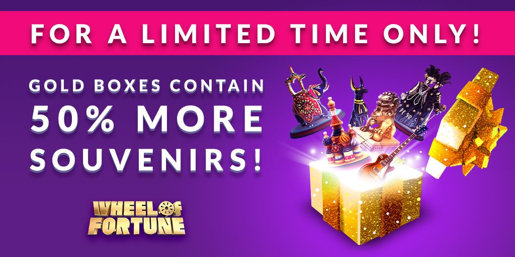 TheWheelGame's tweet photo. Now's your chance to receive some extra souvenirs when you open up Gold Boxes! Play Now! > https://t.co/dpyUIOW002 https://t.co/2tYSV27LMK