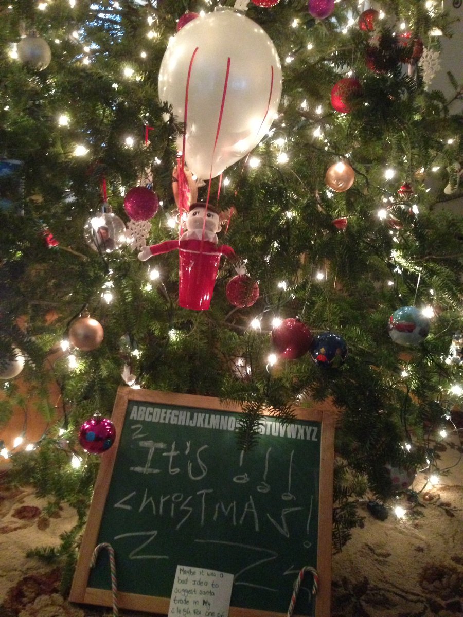LAnneEposito's tweet image. Merry Christmas Eve! OurElf decided to trade in Santa's Sleigh for a hot air balloon! Not very efficient. #SantaHelp