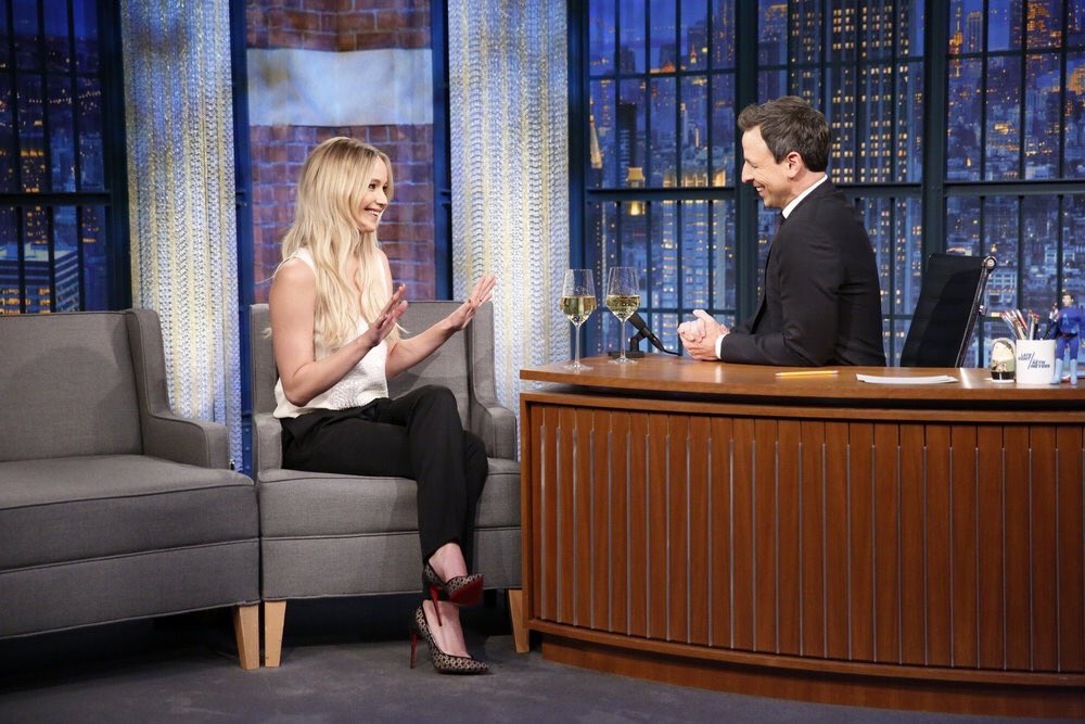 Jennifer Lawrence on Late Night With Seth Meyers.