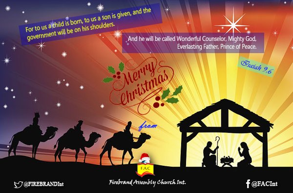 FIREBRANDInt's tweet photo. “For to us a child is born, to us a son is given...”_ Isaiah 9:6
@FirebrandInt wishes you a MERRY CHRISTMAS!
#ChristmasAtFAC today https://t.co/RtWNqIY6tR