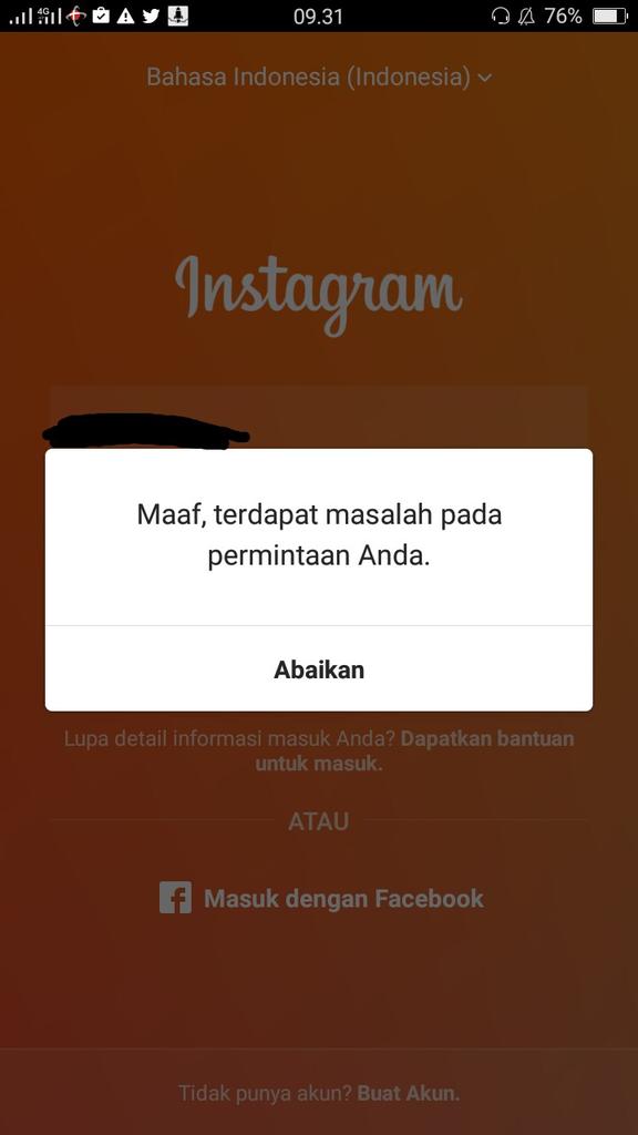 nah jadi kayak gini. mau login pake account siapapun gabisa. mau daftar accoun baru gabisa. tapi di hp org bisa.