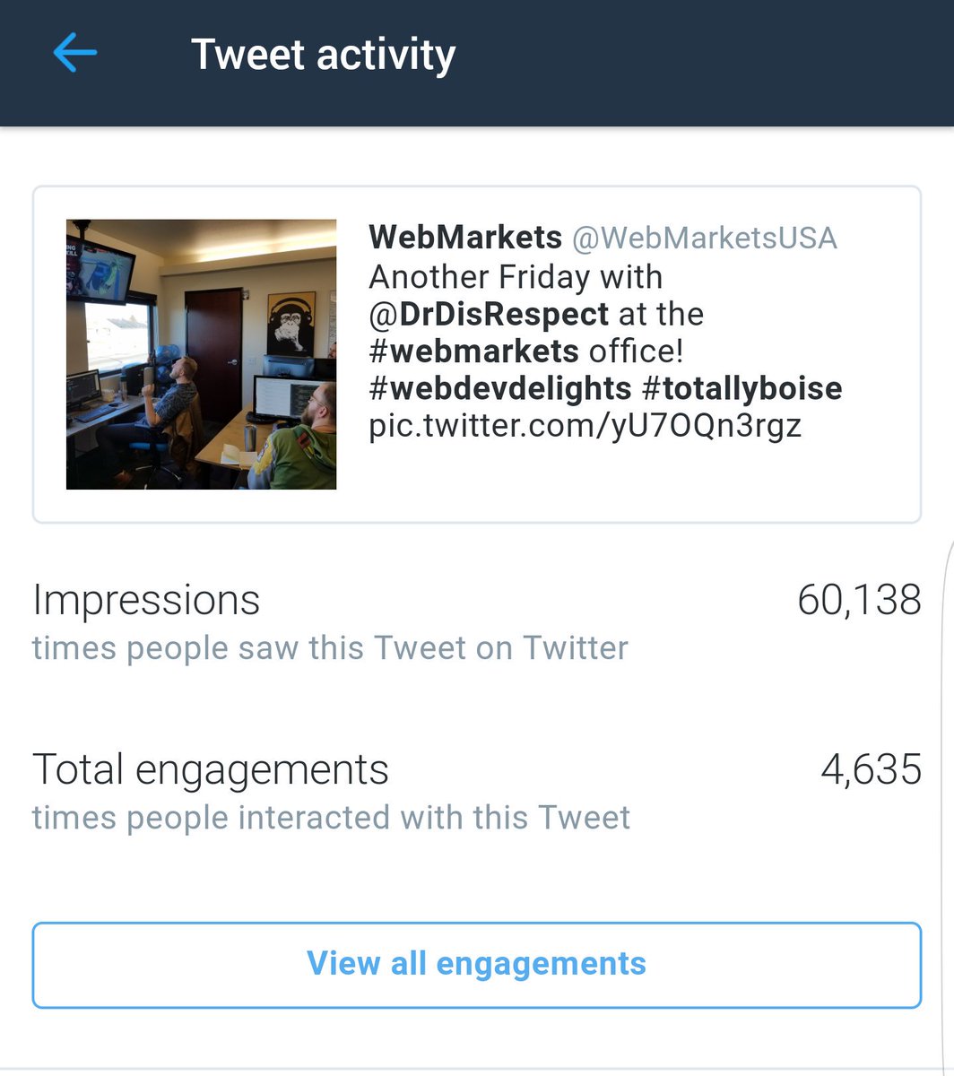 webmarkets_inc's tweet photo. Thank you for the RT @DrDisRespect! Our tweet just reached 60k! #2017andbeyond #sliceemup! #DrDisrespect #webmarkets https://t.co/oz7pJ6soCm