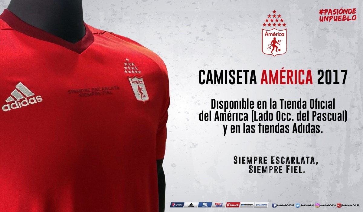 América de Cali on Twitter: "¡Ya puedes comprar tu camiseta en la tienda oficial de @AmericadeCali y tiendas @adidasCO! https://t.co/gAZU0WBDRx" /