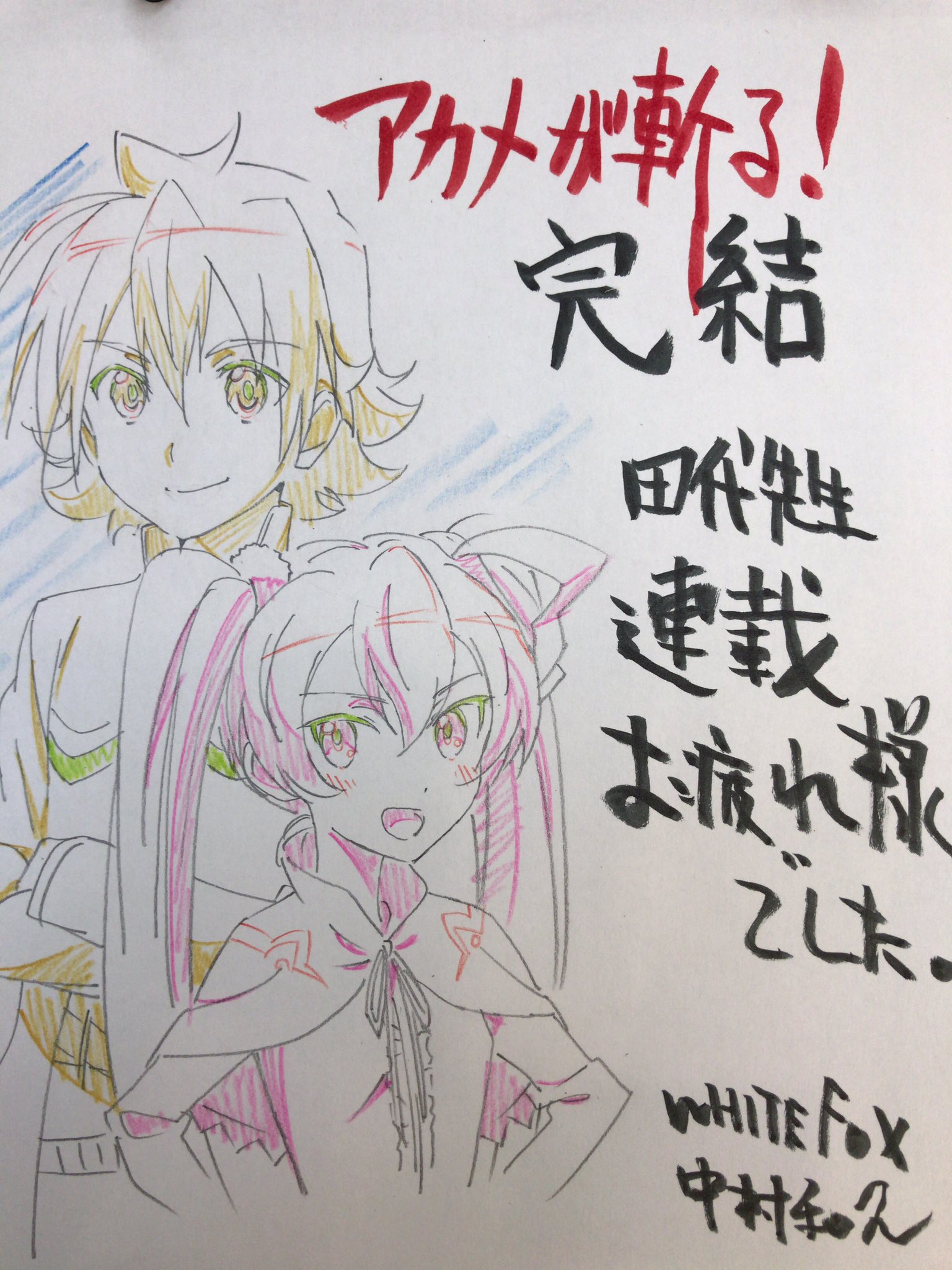 中村和久 アカメが斬る 完結 アニメ版とは違いタツミとマインに があって良かったです まだ読んでない人もいると思うので是非原作も読んで見て下さい ひとまず田代先生 タカヒロ先生 連載お疲れ様でした T Co Dxfylyfweh Twitter