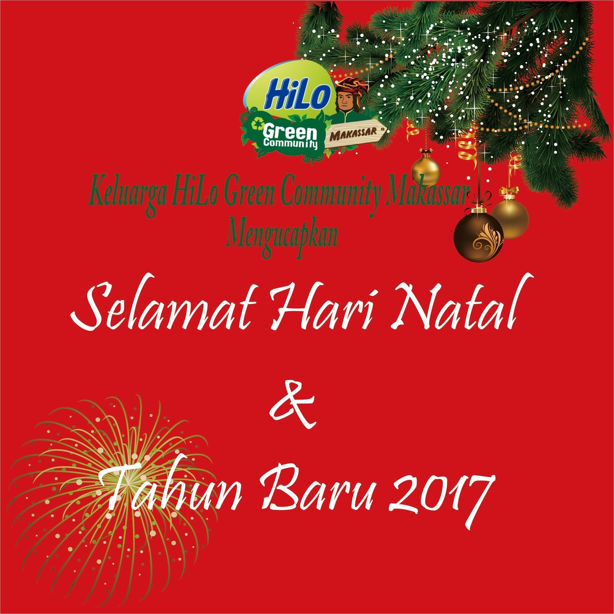 Kami segenap keluarga besar HiLo Green Community Makassar mengucapkan Selamat Hari Natal &amp; Tahun Baru 2017!