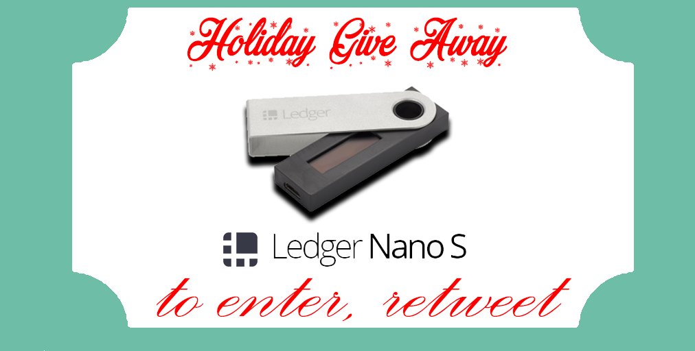 There will be 1 more chance after this to enter in the Christmas drawing for the <a href="/LedgerHQ/">LedgerHQ</a> Nano S -
goo.gl/iy1AF9 #bitcoin $btcusd