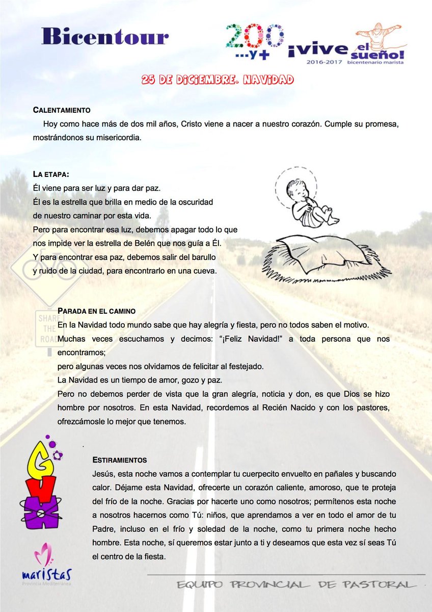 Es Navidad. El hogar se llena de vida y alegría con el nacimiento del Mesías. Adórale escuchando nuestro #bicentour. maristasmediterranea.com/wp-content/upl…