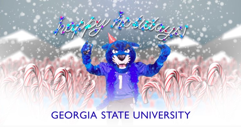 GeorgiaStateU's tweet image. Happy Holidays, #PantherFamily!