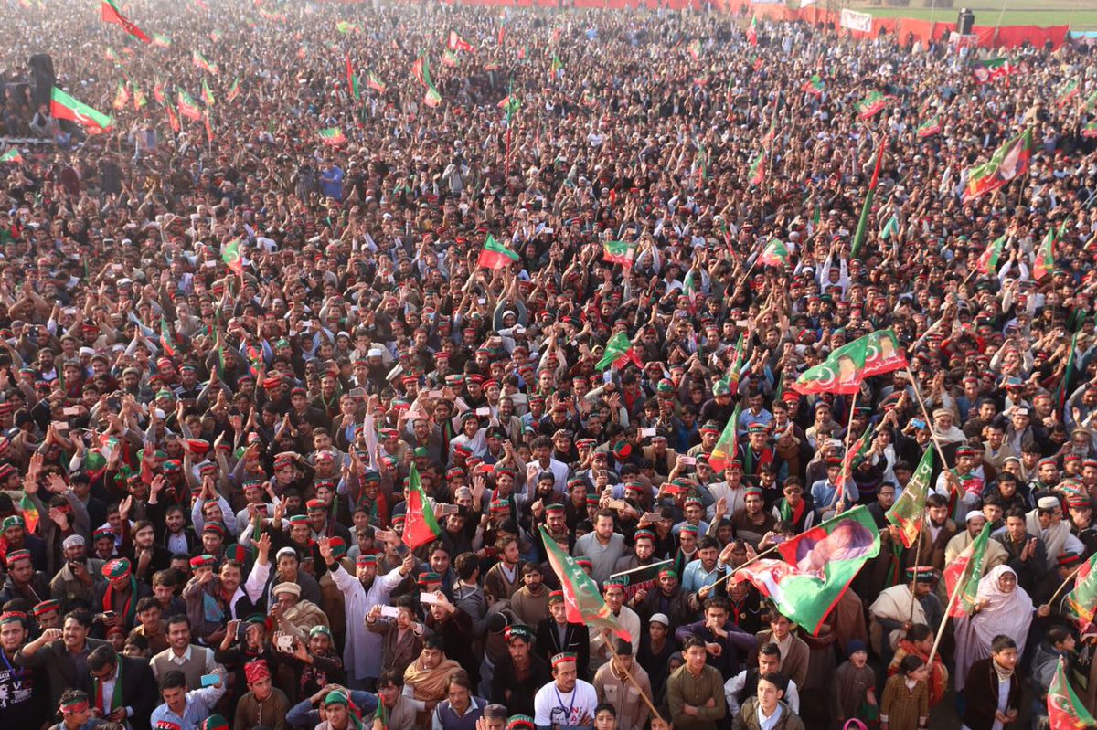 ImranKhanPTI's tweet photo. Absolutely amazing jalsa in Swabi today. People's passion &amp; commitment to PTI just keeps intensifying. True junoon visible everywhere https://t.co/VmFUc3gyJh