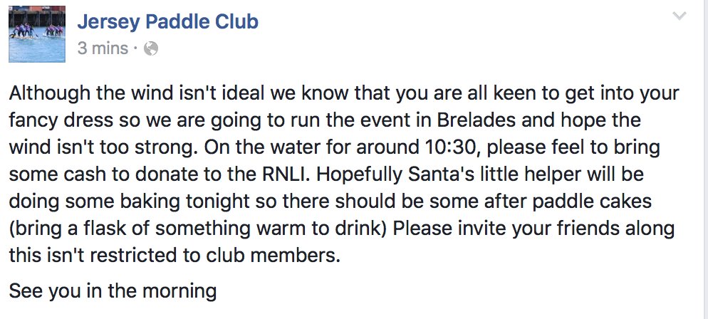 JsyPaddleClub's tweet photo. Details about tomorrow’s fancy dress paddle https://t.co/V8q3PteCad
