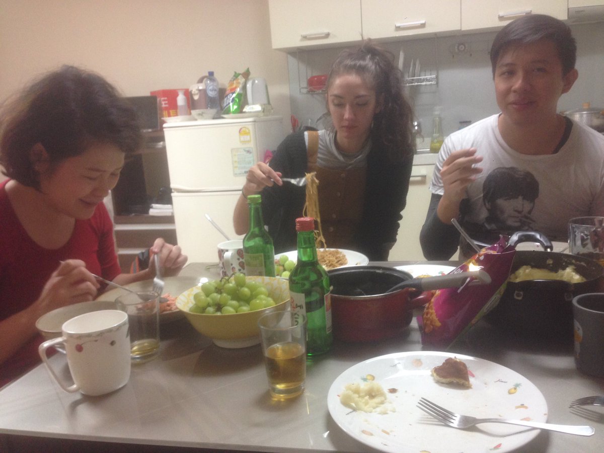 bartk's tweet image. Christmas dinner at the Yeonhui writers' residency in Seoul!