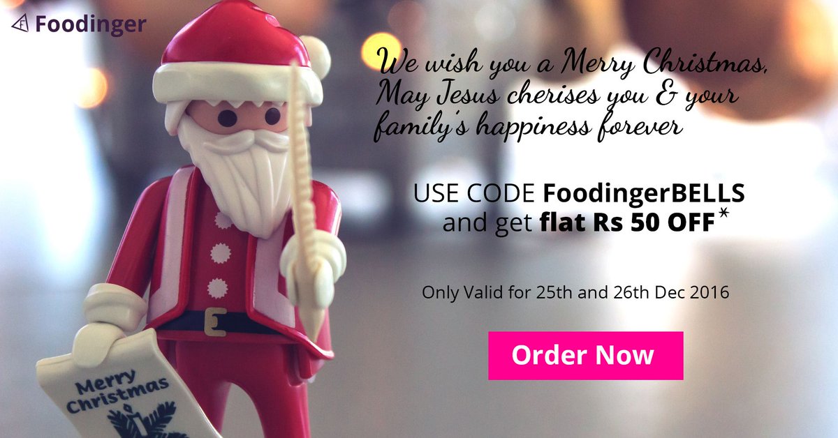 fdngerin's tweet photo. Save your food expense this Christmas and party hard later
Use Code FoodingerBELLS to get flat Rs 50 OFF.
foodinger.in https://t.co/ta9BwfXamN