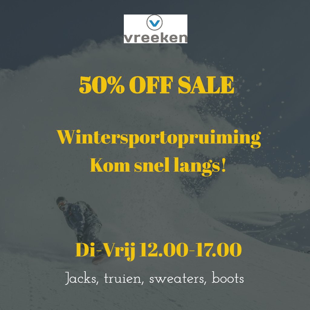 Wintersportopruiming
Kom snel langs!

Di-Vrij 12.00-17.00