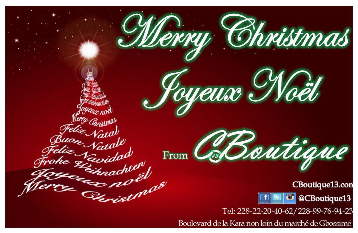 CBoutique13's tweet photo. CBoutique vous souhaite à vous et à votre famille un #JoyeuxNoël
#Lomé #Togolais #Team228 https://t.co/1M7JHL2mxe