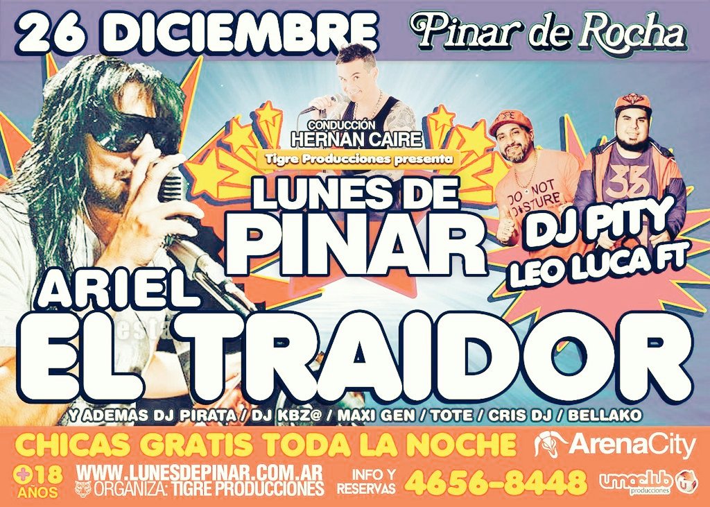 LunesdePinar's tweet photo. Mañana #LDP con #el traidor y #PITYdj + #leoLUCA y temprano la #cenaSHOW con #GASTONmercado + #beNACHI d la mano d @ElTigreMarcelo https://t.co/aqf9U9JaBs