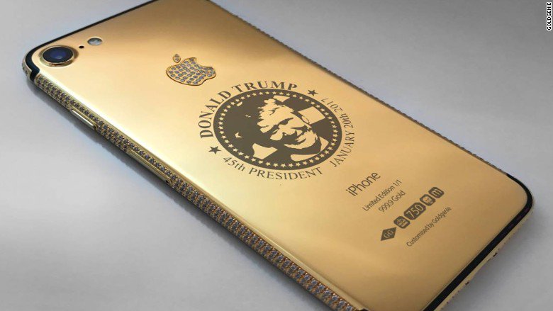 DavidObua's tweet photo. "@CNN: This store is selling gold-plated Trump iPhones to the super rich https://t.co/r1rjBeREuN https://t.co/m0hkeCTBPy"