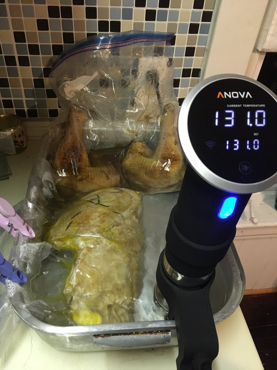 VasospasticRN's tweet photo. My younger sister and I are cooking Christmas dinner this year. I busted out the new sous vide tech for the turkey #KitchenNerds https://t.co/zn8H8ULKOu