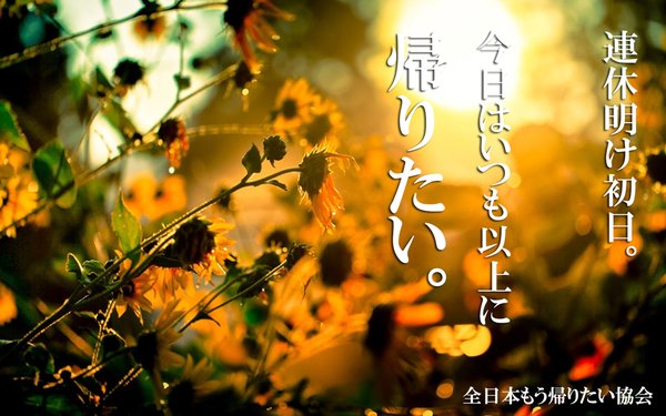 今日から仕事始めなんて認めない きっとあなたも 全日本もう帰りたい協会 の会員 今日から仕事始めなんて認めない きっとあなたも 全日本もう帰りたい協会 の会員