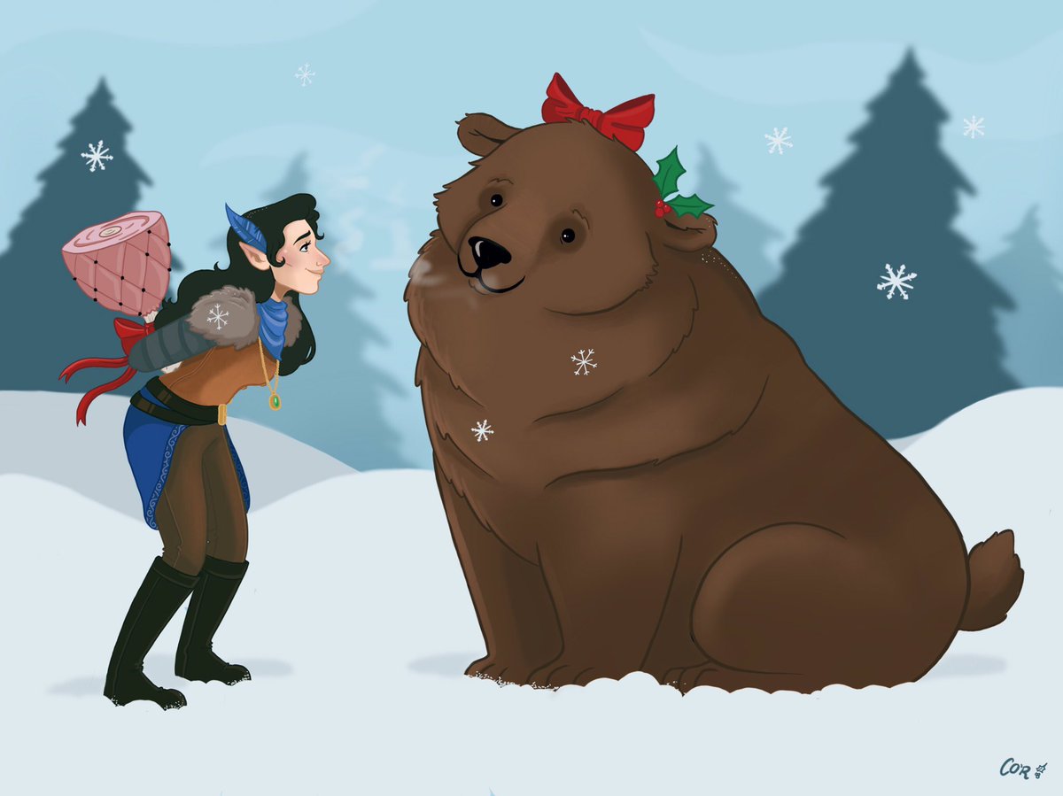 FidzyO's tweet photo. Happy Winters Crest❤️🎄❤️ this was my piece for the Critmas gallery! I thought Trinket might be sick of chicken by now @LauraBaileyVO https://t.co/YTKVMhrjnW