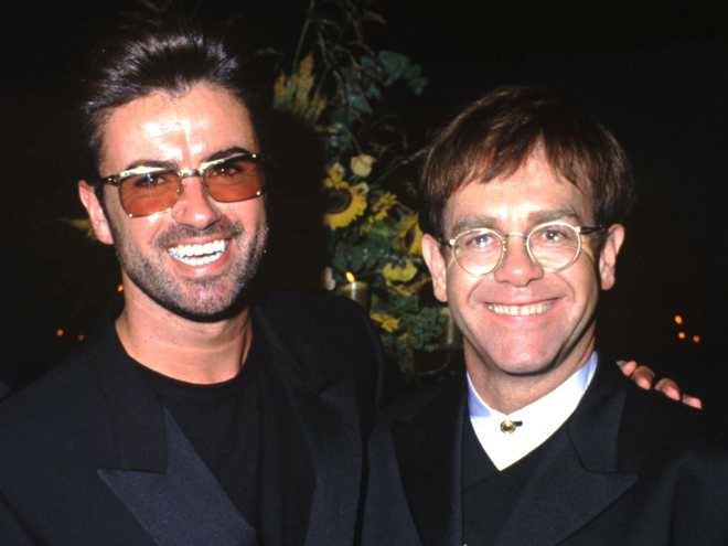 EW's tweet photo. Elton John pays tribute to George Michael: "I have lost a beloved friend." https://t.co/qCKvCE7T37 https://t.co/cNN3eCc5p7