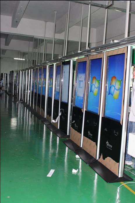 producing the floor stand #LCD display in workshop.