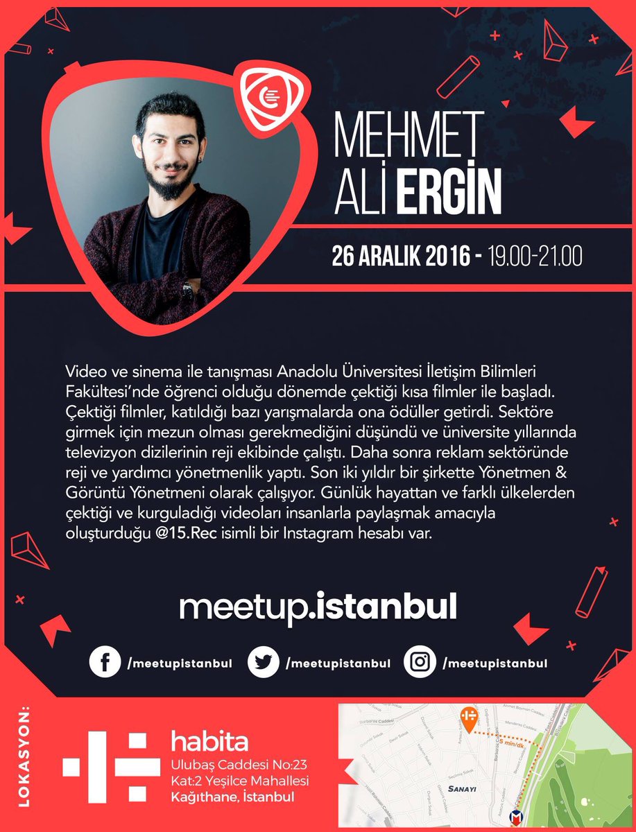 sertacdoganay's tweet photo. Meetup Istanbul'un video&fotoğraf kategorisindeki etkinliğinde bu akşam konuğumuz @ma_ergin.
Tüm etkinlerimiz ücretsizdir.
#meetupistanbul https://t.co/fPYqdEebd8