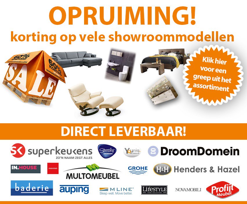 Start #opruiming! Profiteer nu van hoge #kortingen op vele #showroommodellen. 2e #Kerstdag geopend tot 17:00 uur! goo.gl/MieZcx