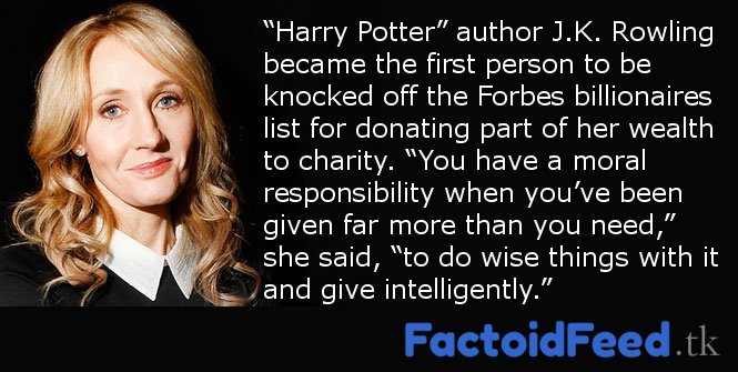 Knocked Off the Forbes Billionaires List - factoidfeed.tk/positive/knock… #positive #author #billionaire #charity