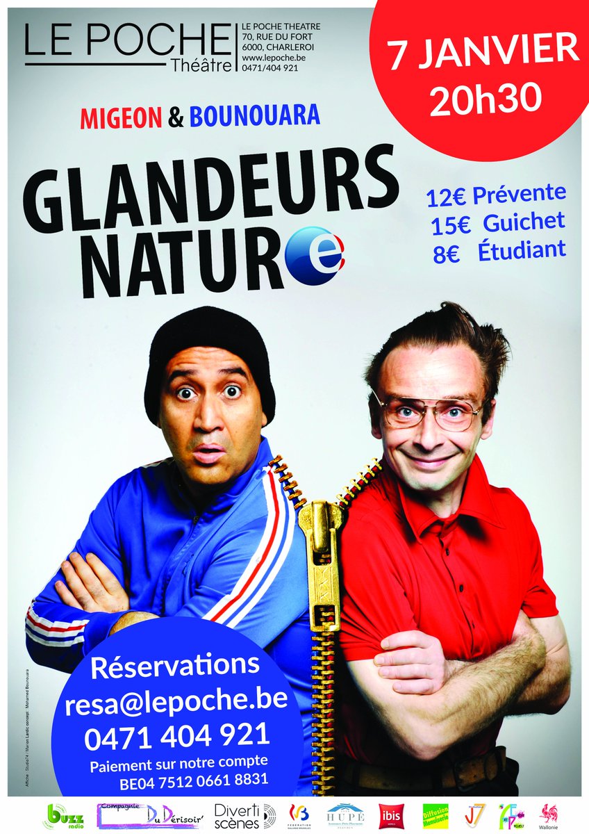 Pour commencer 2017 en beauté, retrouvez notre #spectacle "Glandeurs nature" le 7 janvier. Réservations : resa@lepoche.be #humour #theatre