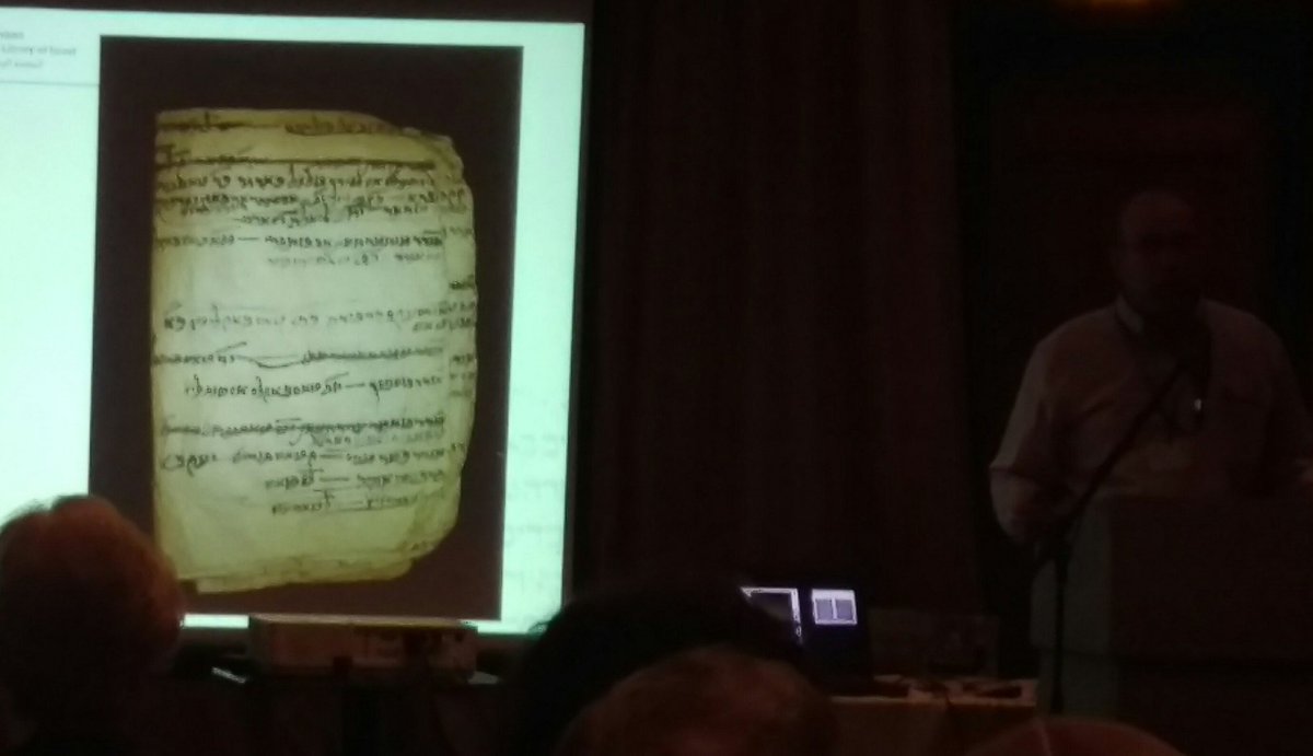 limmud's tweet photo. Yoel Finkelman of the @NLIsrael shows mediaeval Judaeo-Persian business letters from a trove turned up in an Afghan cave. #savereceipts https://t.co/Qw1h09ygkz