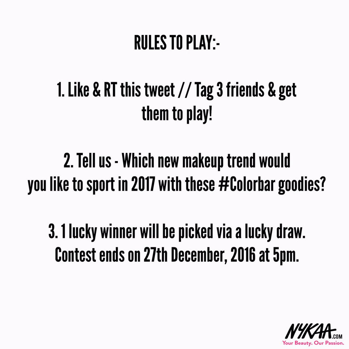 MyNykaa's tweet photo. 📢📢 #ContestAlert! 
Play to win a @lovecolorbar hamper worth Rs.1600/-
Shop here: https://t.co/Q3dK0rLZdX

#NykaaGivaway https://t.co/ruuuxruC2r