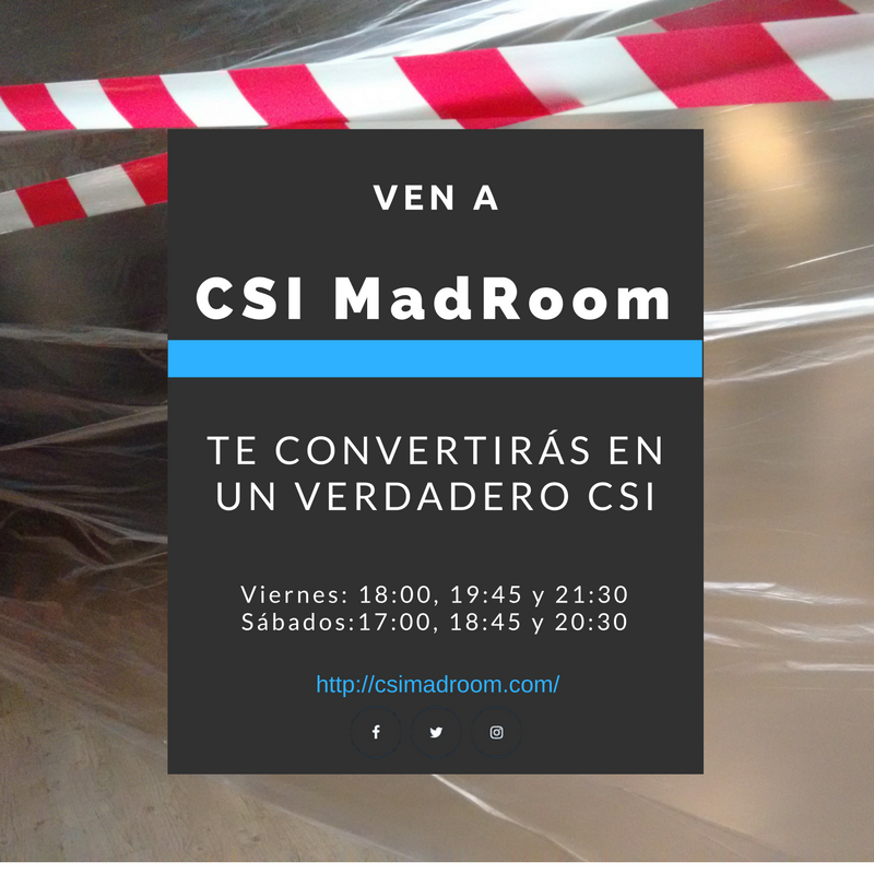 CSIMadRoom's tweet photo. Si quieres pasar un rato divertido en una ScapeRoom diferente, ven a #CSIMadRoom 🔪🔒⌛️🔍Toda la info en web y redes: https://t.co/OWrzszU91q https://t.co/89bcyrNguk