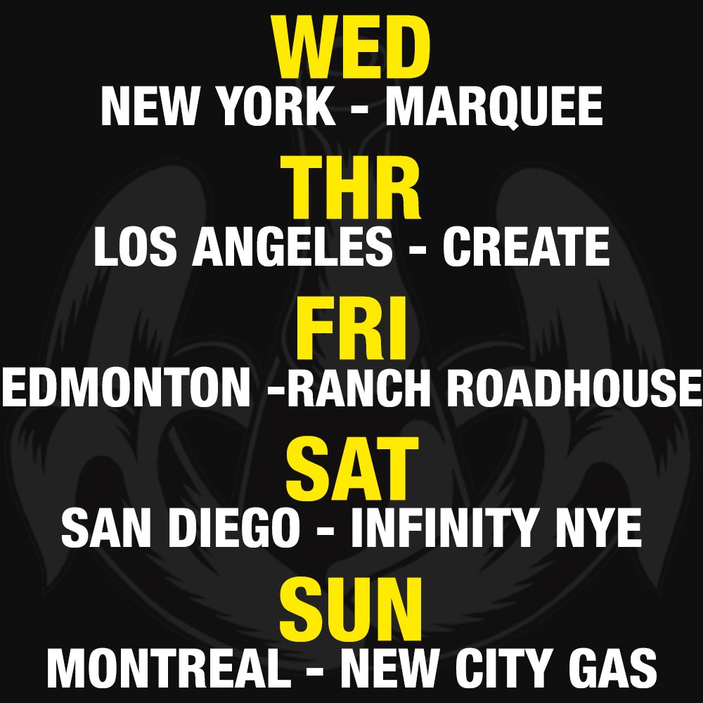 ⚡Absolutely fucking massive week ahead⚡  - Who's coming to what shows? -- Last shows on an amazing year!! 🙏🙏 https://t.co/rxLG4qFi45