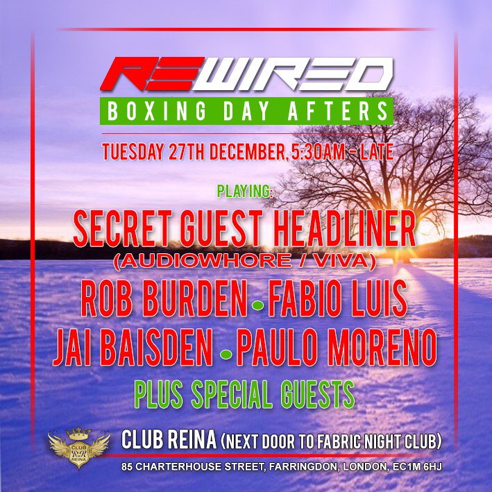 Boxing Day after party tomorrow morning👌
<a href="/MajestyMusic_/">Pacman Jonez10</a> <a href="/FabioLuisDJ/">The Human Jadakiss Laugh</a> <a href="/Jaibaisden/">Jai Baisden</a> <a href="/DJPauloMorenoUK/">Paulo Moreno</a> @DjRobBurden 
🔊🔊🔊 x