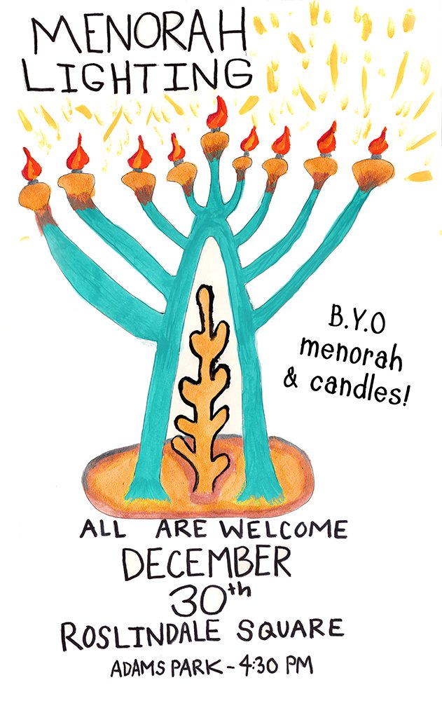 JessicaBurko's tweet photo. All are welcome at the Roslindale Community Menorah Lighting THIS FRIDAY, 4:30pm, Adams Park in Rozzie Square. @universalhub @RosMainStreet https://t.co/NQjK6NK97h