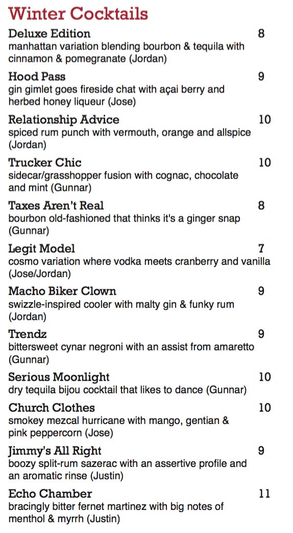 Winter Cocktail Menu Launches Today!  Come Check It Out!