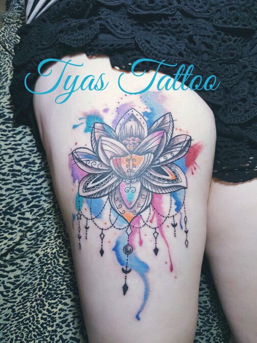 Watercolor mandala tattoo in elbow ditch  Tattoos Mandala tattoo Watercolor  mandala