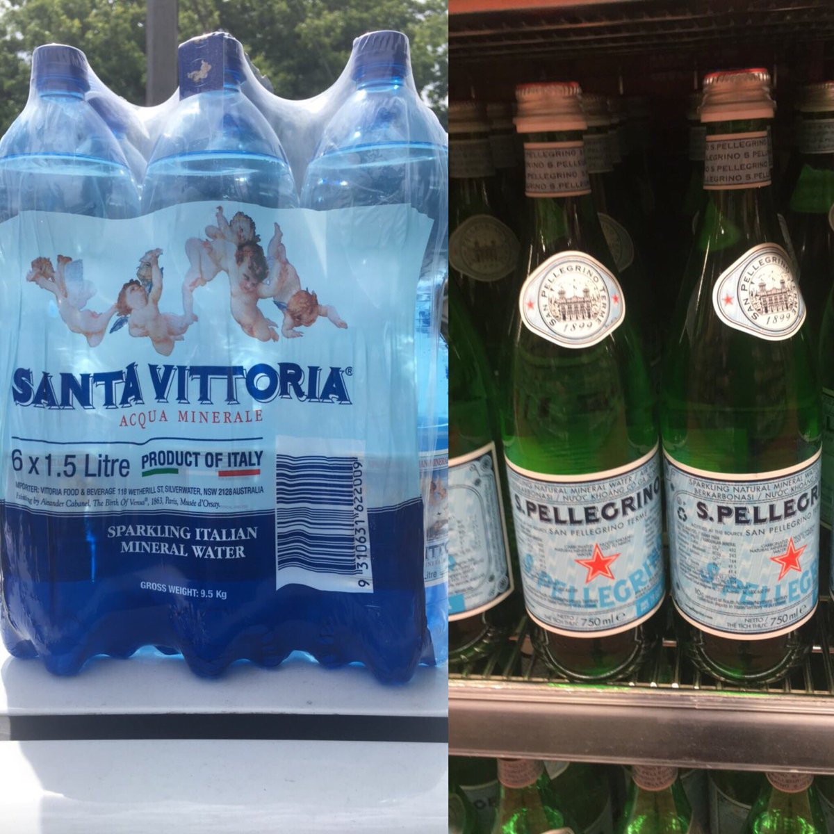 DaveLovesMovies's tweet photo. No #DeepSpring at my joint. Just #SantaVittoria and #SanPellegrino. #AcquaMinerale #WogWater https://t.co/E5fOlu1KzJ