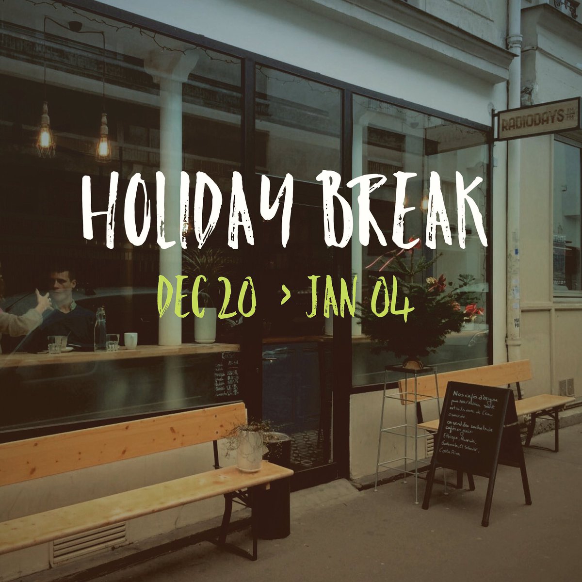 Radiodays sera fermé du mardi 20 décembre au mercredi 4 janvier inclus. On a passé une super année avec vous !
