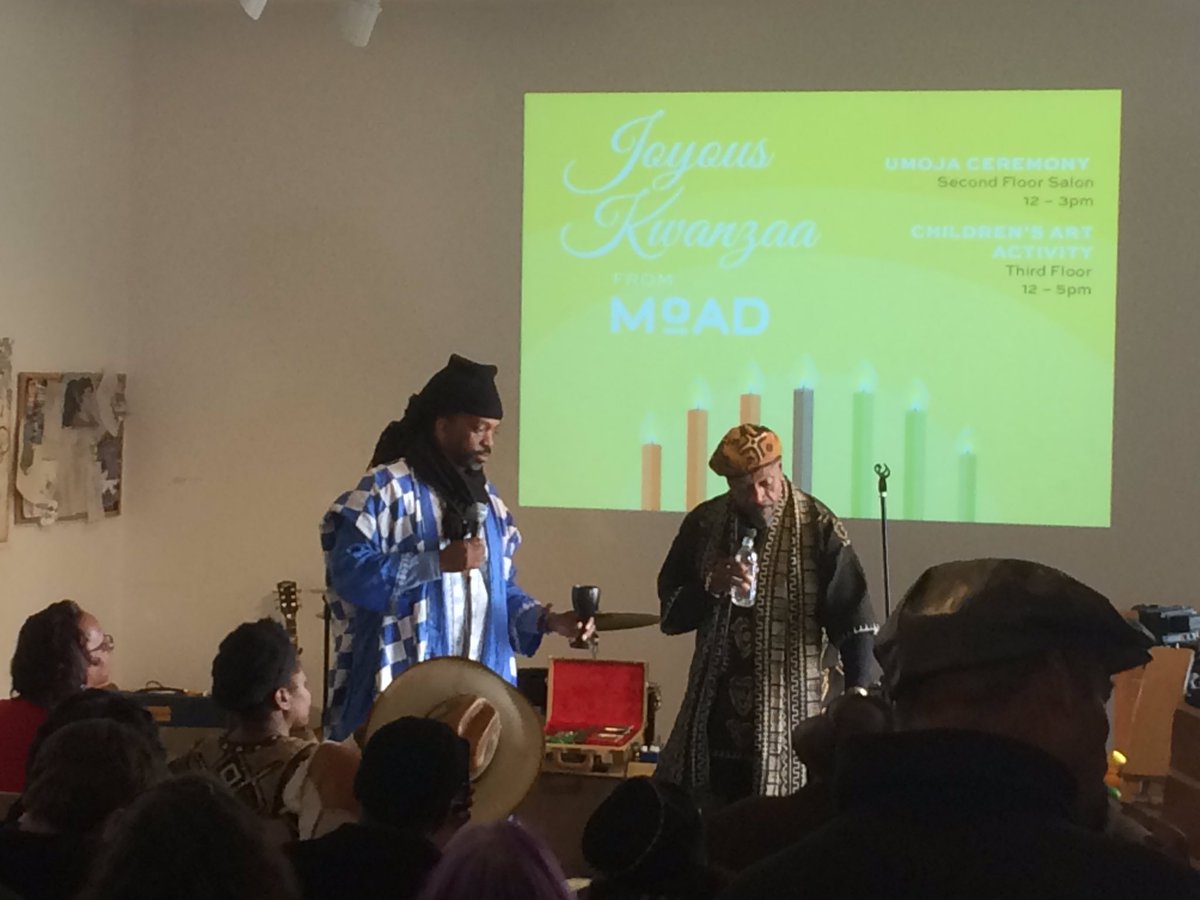 RevEMet's tweet photo. Brother Clint and Brother Malik open Umoja (Unity) at Museum of African Diaspora in San Francisco. @kwanzaasanfrancisco.com https://t.co/hGJbyOZ0Az