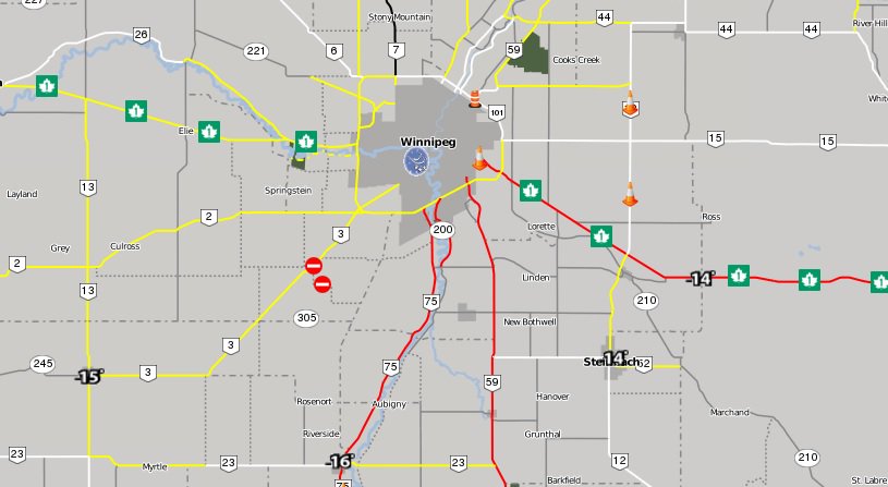 SarahPlowmanCTV's tweet image. TransCanada from Winnipeg to Saskatchewan has reopened. TransCanada from Winnipeg to Ontario remains closed.
