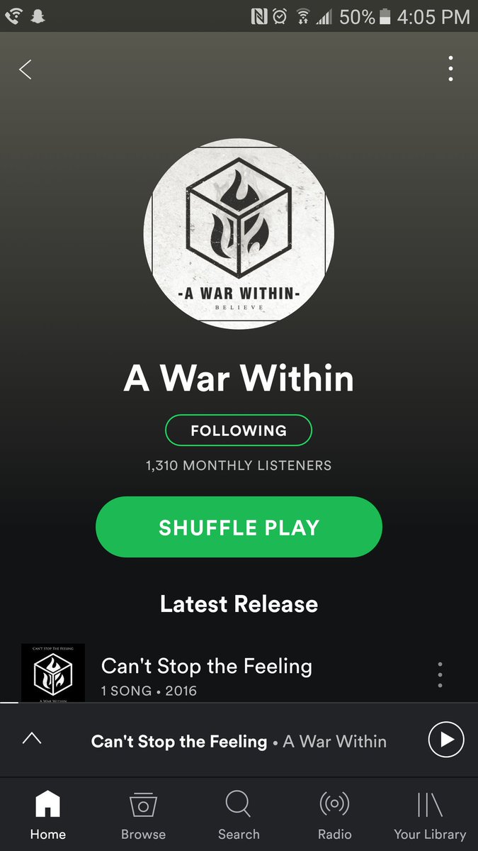 AWarWithinMusic's tweet photo. Our Spotify has been blowing up! Check out our new album! #spotify #lit https://t.co/9XZIpKTxJw
