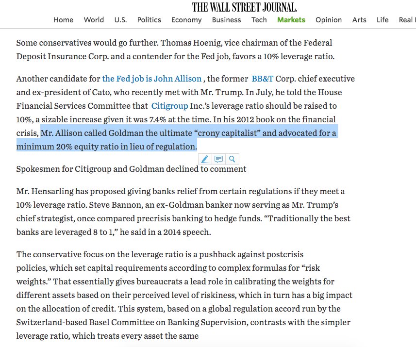 MacroPru's tweet photo. Allison favours a 20% equity ratio [for #banks] in lieu of #regulation. #capitalbuffer https://t.co/77cVpznELD https://t.co/KP4h895FvT