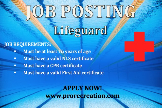 pro_recreation's tweet photo. JOB POSTING: Lifeguards @LifesavingON  @MississaugaJob_  @MississaugaRP @CityBrampton @GTATopEmployers #lifeguard #jobs #summer #hiring https://t.co/xYNCnag9gO