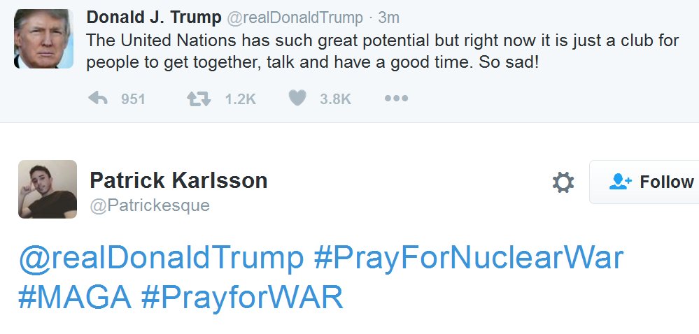 critical911's tweet photo. @Patrickesque This is how liberal regressives pray: by wishing death. #ByeFelicia #SoreLoser #MAGA #PresidentTrump 
@realDonaldTrump https://t.co/sZC3OgZK0k