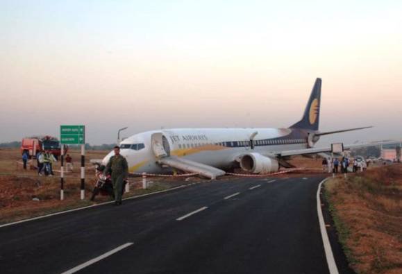 Goa:Jet Airways flight veers off runway; 15 passengers injured