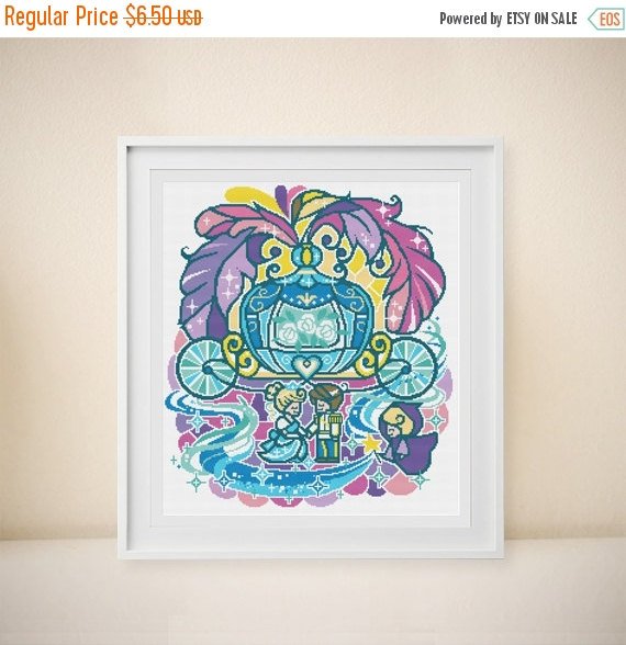 ON SALE Cinderella Cross Stitch - Modern Cross Stitch - Disne… tuppu.net/54791acf #crossstitch #KidsCrossStitch