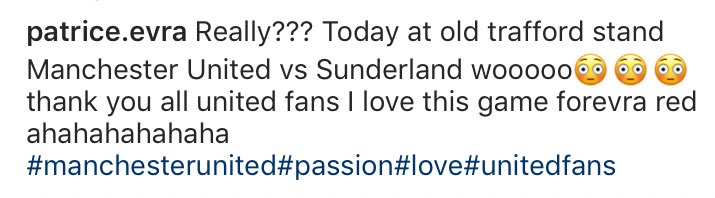 utdreport's tweet photo. Photos: Evra's appreciation of #mufc flag at OT vs Sunderland [ig patrice.evra] https://t.co/3N3A2dXxdk