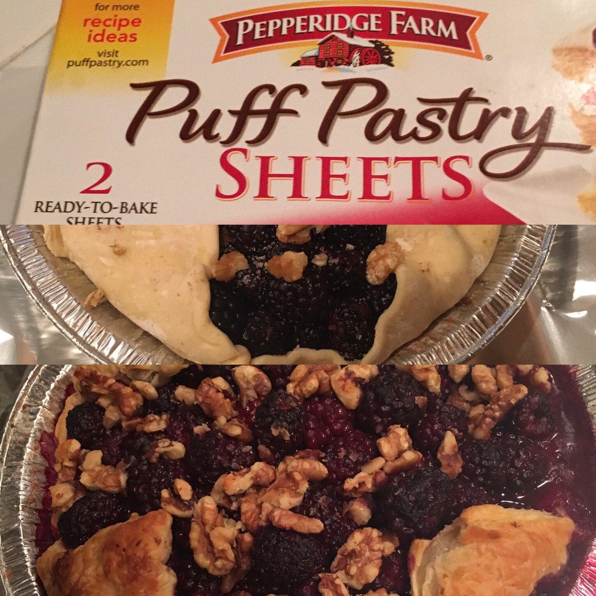 TazTammyA's tweet photo. ☀💜😃😃😃 This #blackberry #pastry '#pie' #peperidgefarm #puffpastrysheets #vegan #tastytreat #baking #fruit #plantbasedpie #veganpie https://t.co/23JMOb04mr