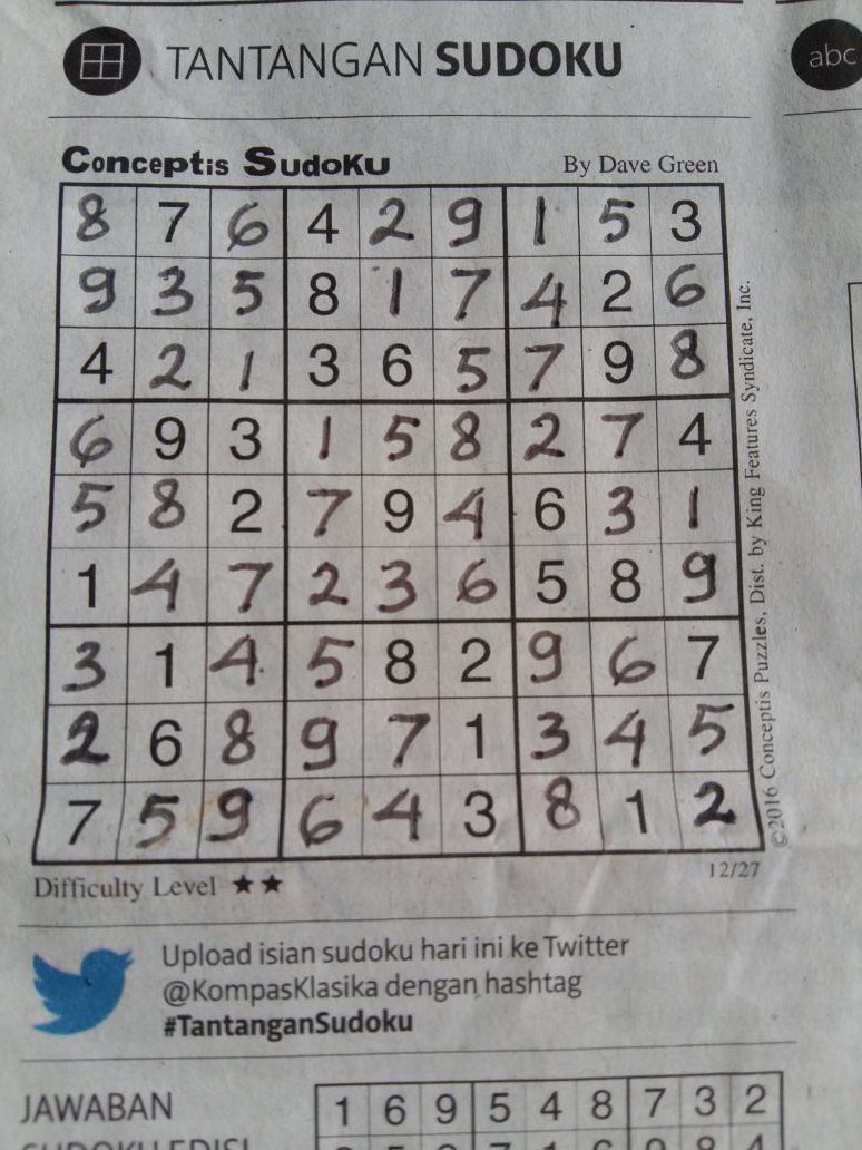 cindyrachmi's tweet photo. @KompasKlasika #TantanganSudoku https://t.co/os9WIgB3UO
